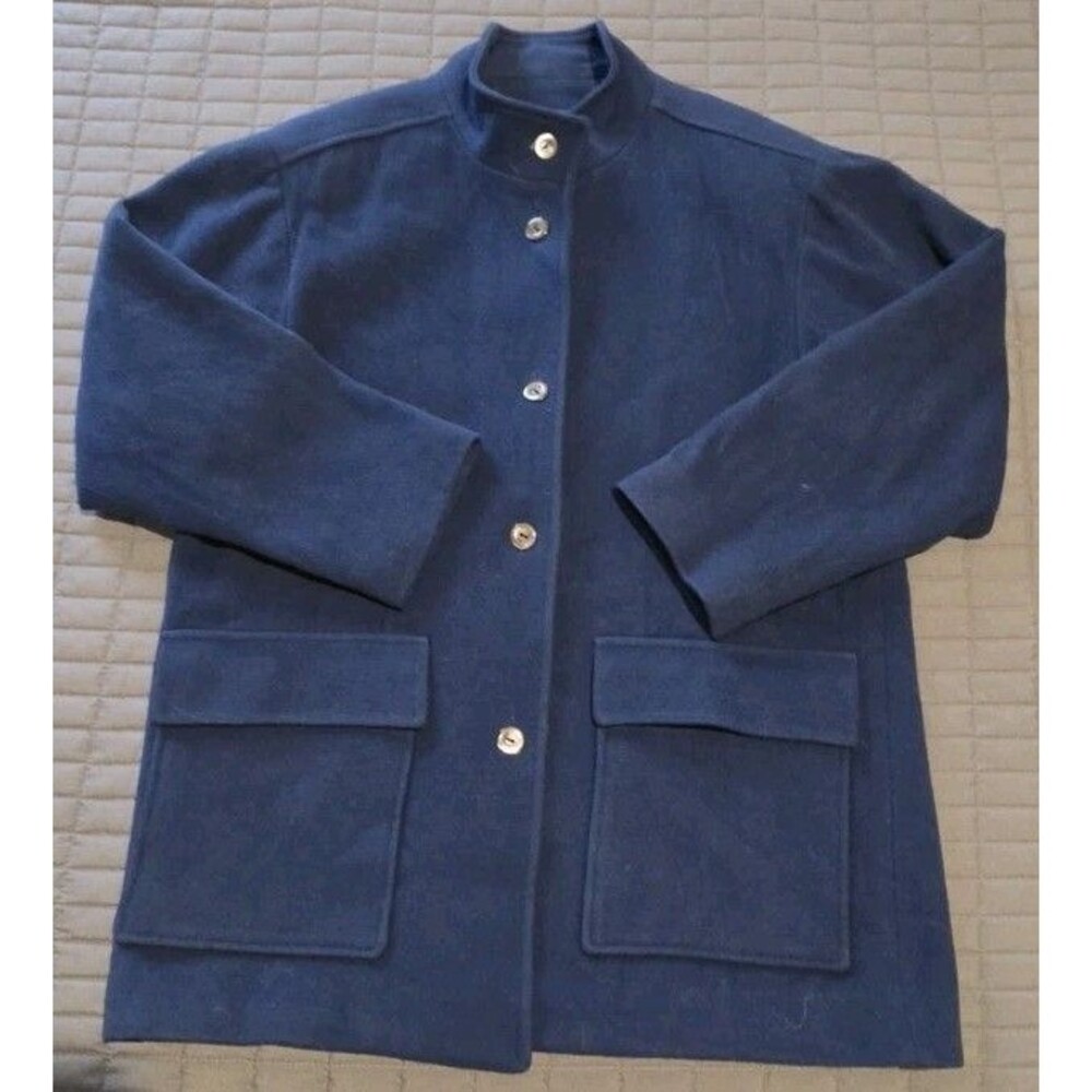 VTG David Brooks 100% Pure Wool Navy Coat Jacket Women's Size 6 Made in USA